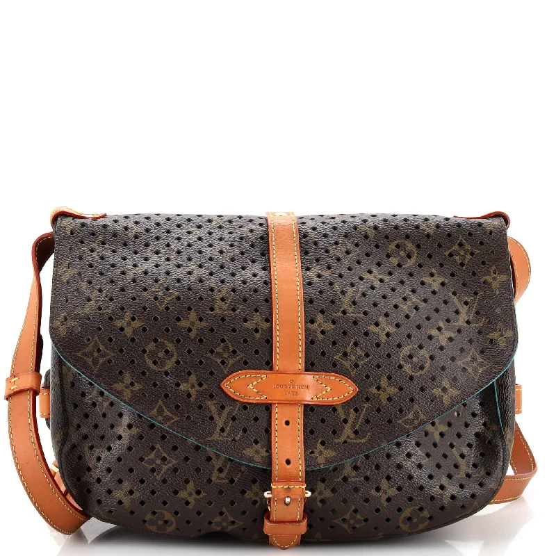 Flore Saumur Handbag Perforated Monogram Canvas