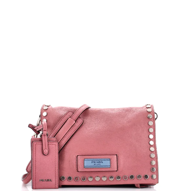 Etiquette Flap Bag Studded Glace Calfskin Small